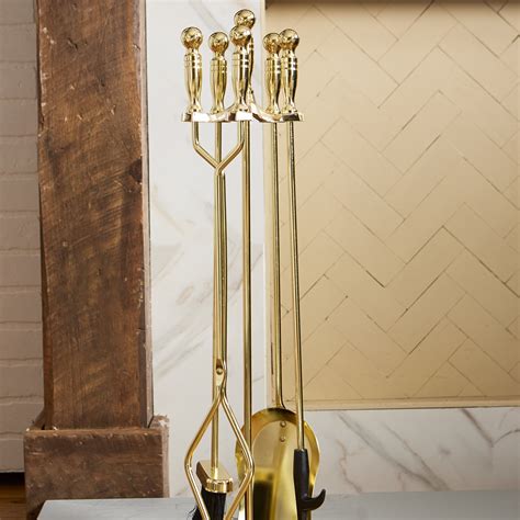 brass box with metal ball with a handle fireplace|UniFlame Fireplace Tool Set with Ball Handles, 31 in. H, Polished .